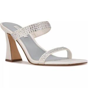 Nine West White Rhinestone Heel